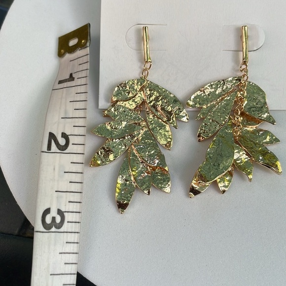 Zara Gold Leaf Drop Earrings - Picture 8 of 11